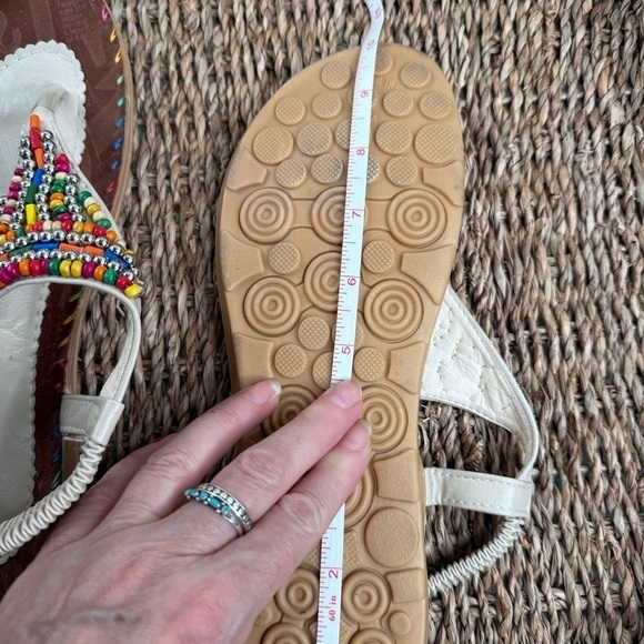 Beaded brightly colored beautiful boho Flat Sandals in NWOT condition SZ 11.5 - Picture 8 of 8
